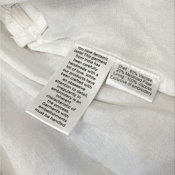 HEMANT & NANDITA Metallic Floral Puff-Sleeve Minidress size L - Picture 11 of 12